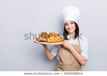 Сток-фото: Young Female Baker Isolated On White