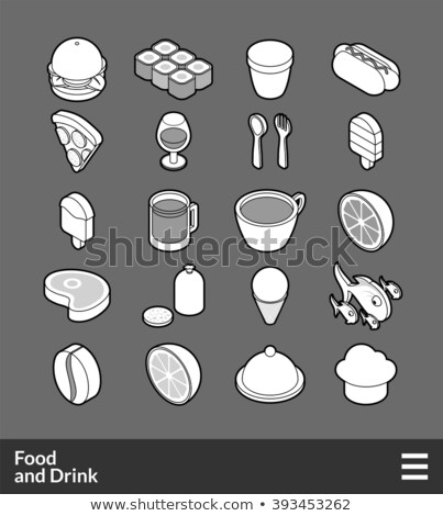 Stockfoto: Wine Outline Isometric Icons