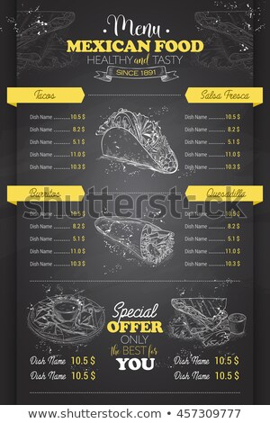 Stockfoto: Drawing Vertical Scetch Of Mexican Food Menu