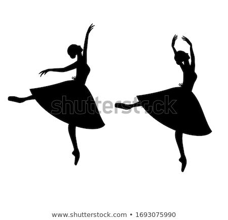 Foto stock: Set Dance Girl Ballet Silhouettes