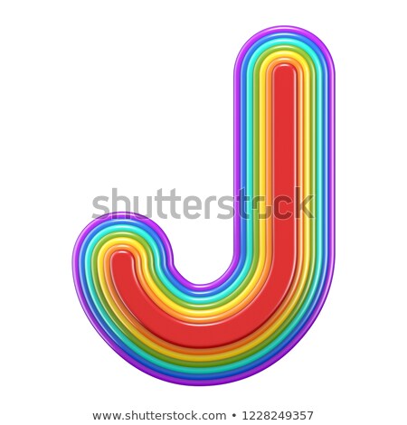 Stok fotoğraf: Concentric Rainbow Font Letter J 3d