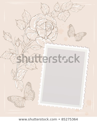 Stock photo: Frame For Photo With Pearls And Bunch Of Flower