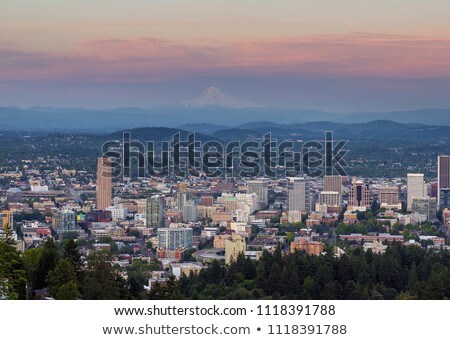 [[stock_photo]]: Alpenglowsunset Over Portland City Skyline