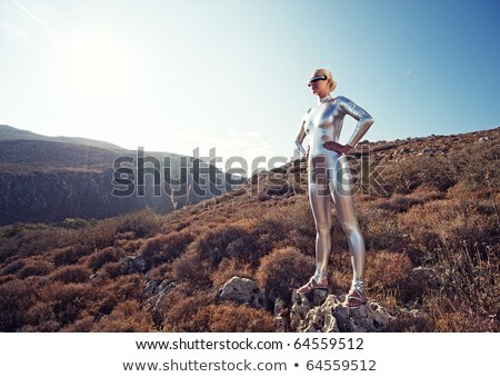 Stockfoto: Cyber Woman In The Mountains