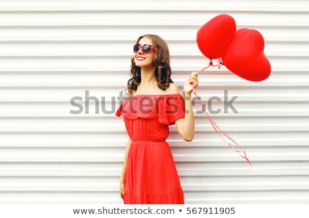 Foto stock: Lovely Girl In Red Dress