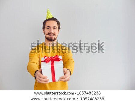 Stock photo: Clown Man With Christmas Gift Box