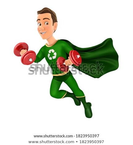 Man With Two Dumbbells [[stock_photo]] © 3dmask