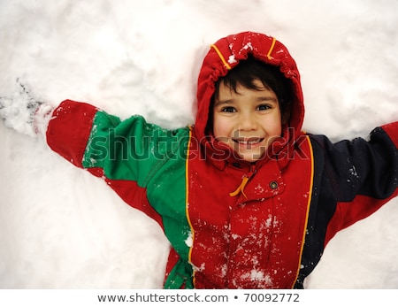 Garoto fofo na neve, neve, inverno, felicidade Foto stock © Zurijeta