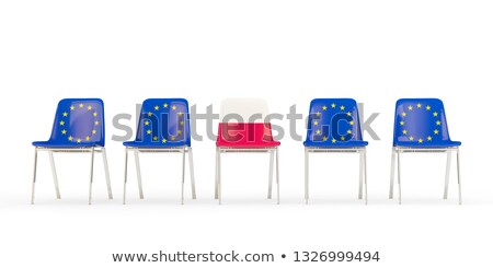 Zdjęcia stock: Row Of Chairs With Flag Of Eu And Poland