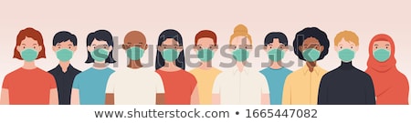 Stock foto: Illustration Of Woman Wearing Face Medical Mask Standing At City Background Viral Pandemic