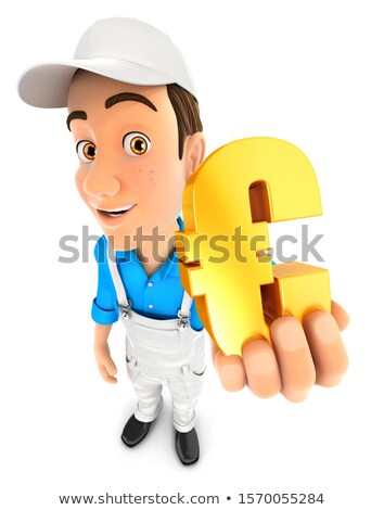 3d Painter Holding Gold Euro Sign Zdjęcia stock © 3dmask