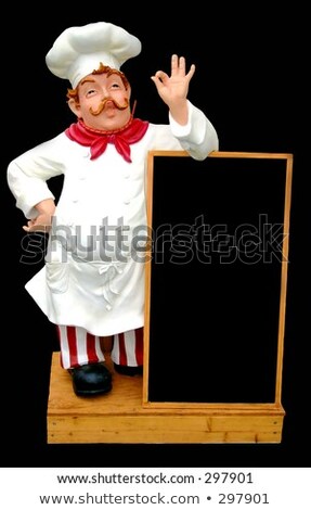 Сток-фото: Statue Of Chef With Menu Board