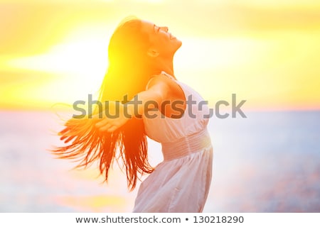 Woman Relaxing On Vacation Sunshine On Beach Stok fotoğraf © Maridav