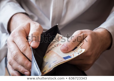 Stock fotó: Black Wallet With Euro Money