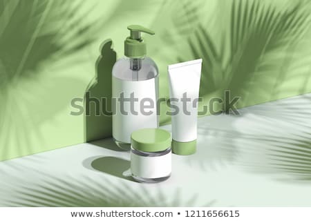 Foto stock: Plastic Container With Blank White Label 3d Rendering