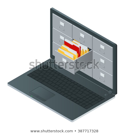 Stock photo: Laptop And Archive Folders