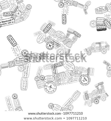 Stock fotó: Black Immigration Stamps Arranged In Car Plane Ship And Train Shape Isolated On White