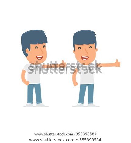 Stock fotó: Funny And Cheerful Character Activist Showing Thumb Up As A Symb