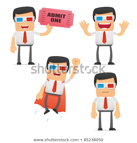 Stockfoto: Funny Cartoon Businessman And Multimedia