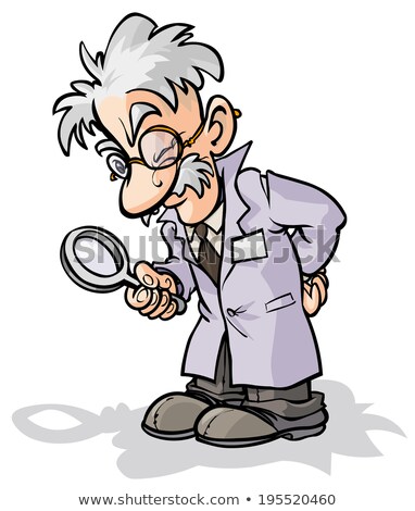 Stock photo: Funny Cartoon Scientist With Magnifying Glass