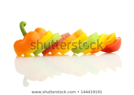 Foto stock: Slices Of Pepper Original Horizontal Border With Waters Drop