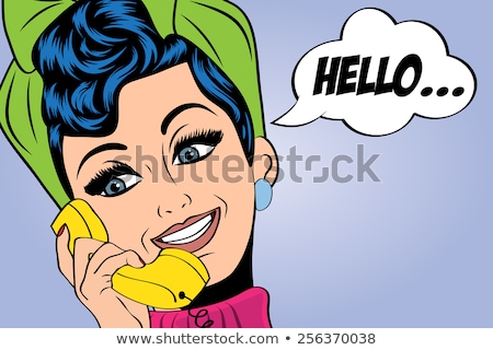 Foto stock: Pop Art Cute Retro Woman In Comics Style Talking On The Phone