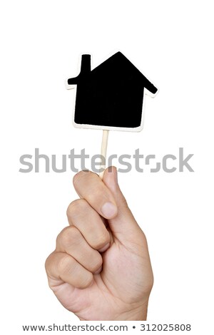 Man With A Blank Chalkboard In The Shape Of A House Foto stock © nito