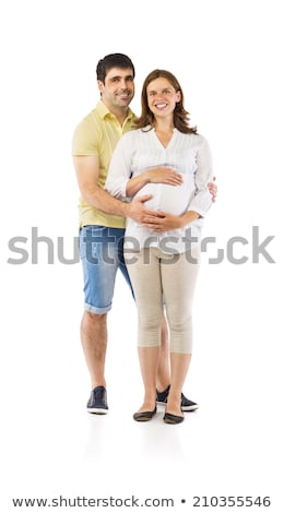 Stockfoto: Young Couple Expecting Baby Isolated On White