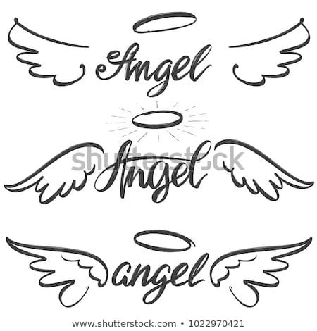 ストックフォト: Angel Wings Set Hand Drawn Sketch On White