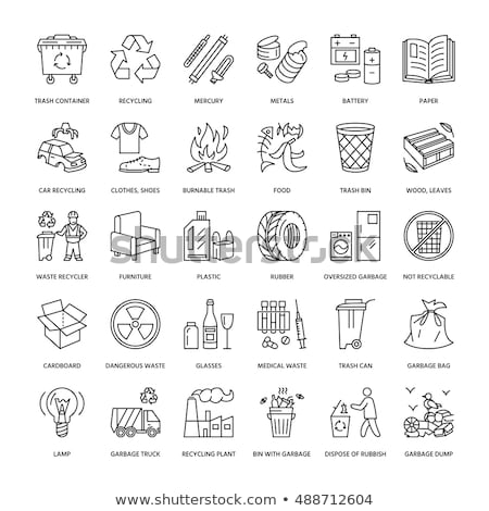 Zdjęcia stock: Modern Vector Line Icon Of Waste Sorting Recycling Garbage Collection Recyclable - Paper Glass