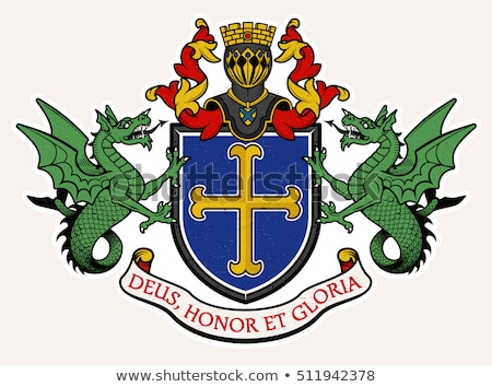 Stockfoto: Dragon Crest Coat Of Arms Shield Heraldic Emblem