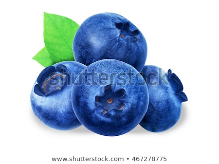 Stock fotó: Fresh Raw Organic Blueberries With Leaf On White Background Macro Close Up