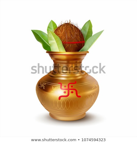 商業照片: Wedding Kalash Isolated On White Hindu And Jain Symbol Of Abundance Wisdom And Immortality Vecto