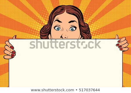 Woman Nails A Sign Information Announcement Stock fotó © studiostoks