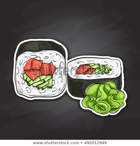 Сток-фото: Vector Sushi Color Sticker Unakuimaki Roll