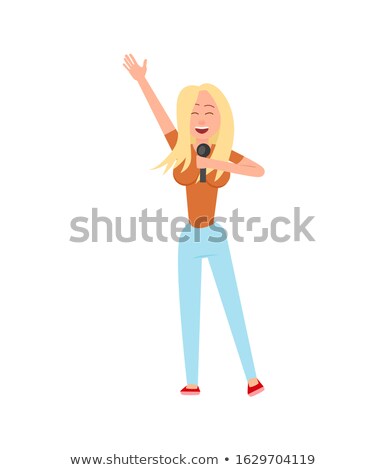 Сток-фото: Music Singer Woman Stretching Hand Up Raising Arm