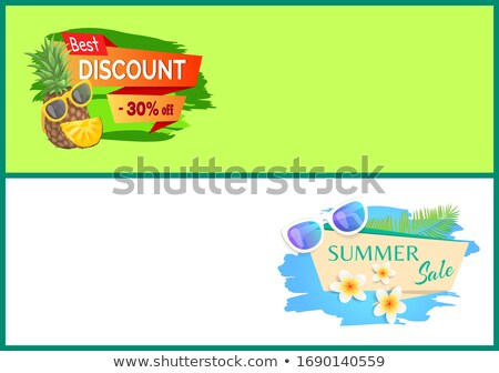Stok fotoğraf: Best Discount 30 Off Promo Poster With Pineapple