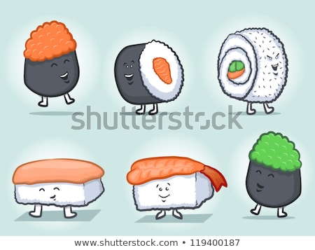 Stock foto: Smiling Sushi Roll Cartoon Mascot Character