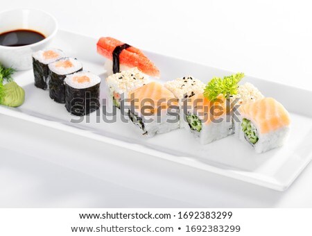 Foto stock: Sushi Maki And Nigiri On The Plate