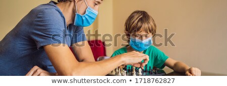 Stock fotó: Happy Family Playing Board Game At Home Banner Long Format