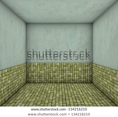 Stock fotó: 3d Mosaic Gray Yellow Square Tiled Empty Space