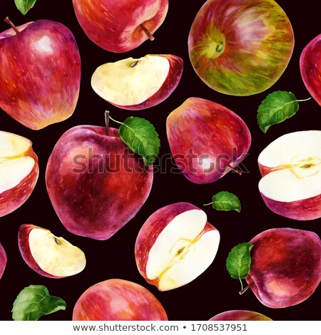 ストックフォト: Red Apple On Dark Red Background Watercolor Illustration