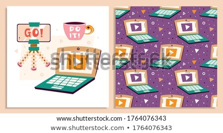 ストックフォト: Blogger Internet Social Channel Seamless Pattern Vector