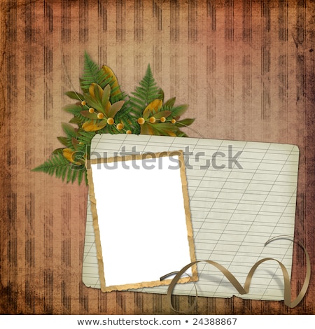 Stockfoto: Old Notebook With A Bunch On The Striped Abstract Background