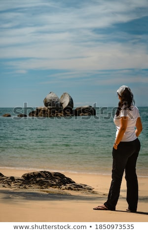 Foto stock: Split Rocks With Woman