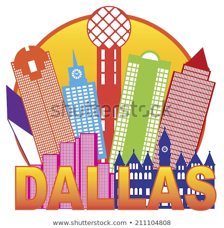 Foto stock: Dallas City Skyline Color Circle Illustration