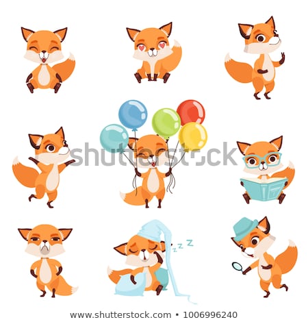 Foto stock: A Fox Dancing On White Background