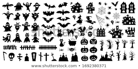 [[stock_photo]]: Spooky Halloween Pumpkins With Bats And Ghost Elements