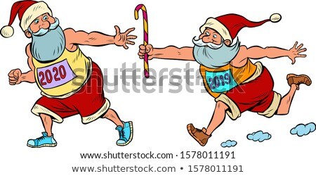 Santa Claus Running Year 2020 Stok fotoğraf © rogistok