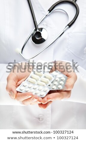 Stok fotoğraf: Unrecognizable Female Doctor Holding Blister